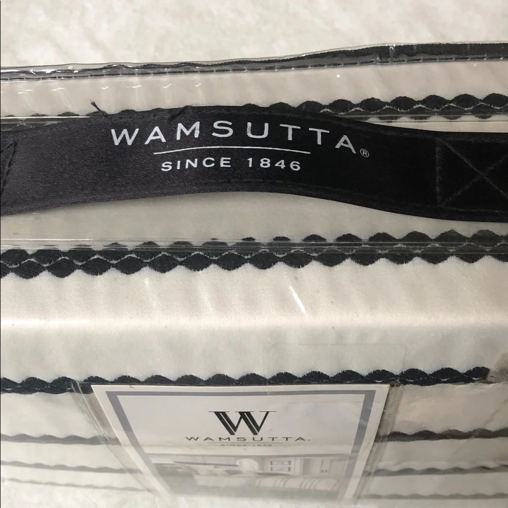 Wamsutta Manhattan King Duvet Cover Cream Embroidered Black Stripes 110” X 96”